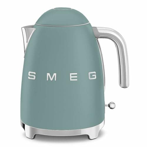 SMEG KLF03 7 Cup Electric Water Kettle, Retro-Style, Soft-Opening Lid, Auto Shut-Off, 360° Swivel Base – Jade
