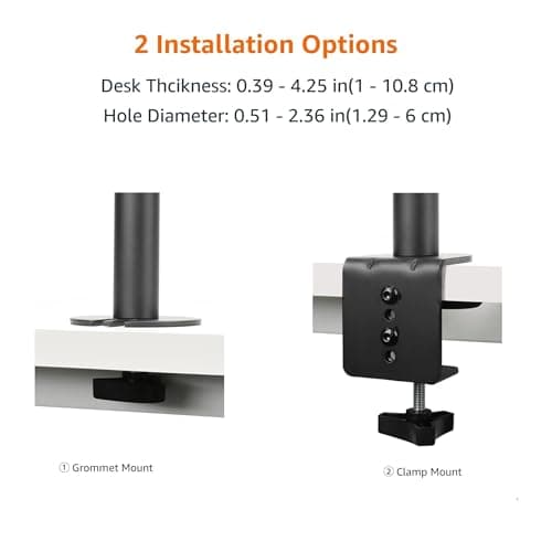 Amazon Basics Adjustable Single Computer Monitor Desk Mount Arm, Holds up to 32" and Ultrawide Monitors, Black 5