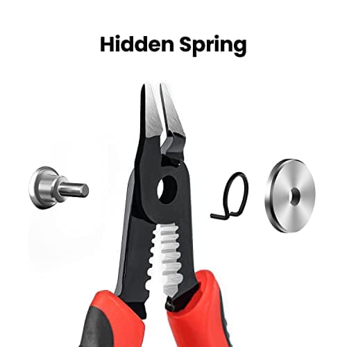 KAIWEETS Wire Cutters 6-Inch Flush Pliers with Supplementary Stripping, Cutting Pliers, Handy and Slim Diagonal Cutters, Sharp Snip 6