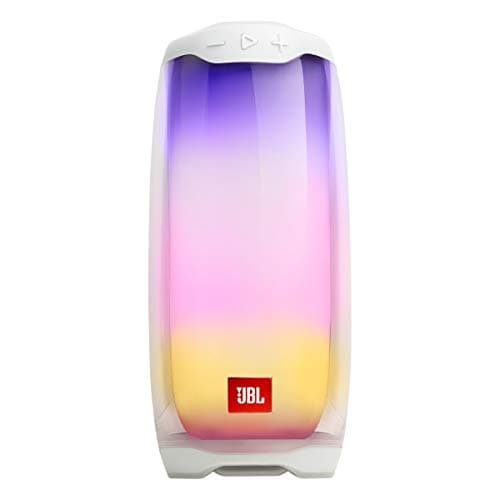 JBL Pulse 4 - Portable Bluetooth Speaker with 360 degrees LED lights, powerful sound and deep bass, IPX7 waterproof, 12 hours of playtime, JBL PartyBoost for multiple speaker pairing (White)