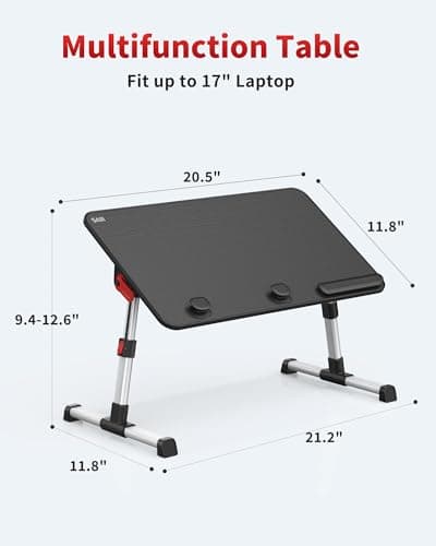 Laptop Desk Table, SAIJI Adjustable Laptop Stand, Portable Lap Desks with Foldable Legs, Notebook Standing Breakfast Tray Reading Desk for Sofa Couch Bed Floor (Black,Medium Size) 5