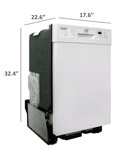 SPT SD-9254W 18″ Wide Built-In Dishwasher w/Heated Drying, ENERGY STAR, 6 Wash Programs, 8 Place Settings and Stainless Steel Tub – White 10