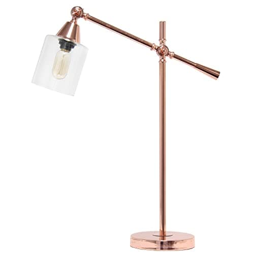 Elegant Designs LD1030-RGD 28" Industrial Tilting Arm Modern Table Desk Lamp, Rose Gold