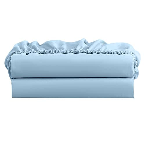 FreshCulture California King Fitted Sheet Only 2 Pack - Hotel Quality - Ultra Soft & Breathable - Brushed Microfiber - Deep Pocket - Cooling Fitted Sheets for Cal King Size Bed (Light Blue)