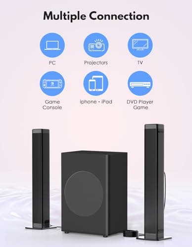 Puxinat 2 in 1 Separable Sound Bar for Smart TV with Subwoofer, Bluetooth 5.0 Surround Sound System for Home Theater, ARC/Optical/Aux/USB TV Speaker, Treble/Bass Adjust, 10 EQ Modes, Remote Included 6