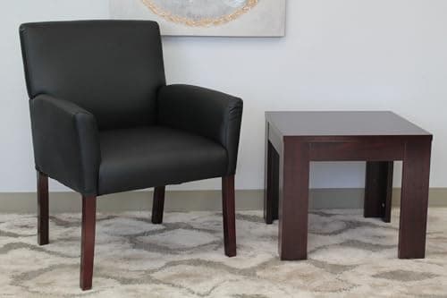 Boss Office Products Box Arm Guest Chair with Mahogany Finish in Black, 250 (B619) 5