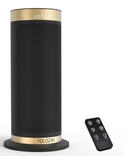 YOLOZAI Space Heater, 1500W PTC Electric Heaters with Fan for Indoor Use with Remote, 90° Oscillation 1-12H Timer, Holding Temperature Portable Heaters for Large Room Office Bedroom with Thermostat