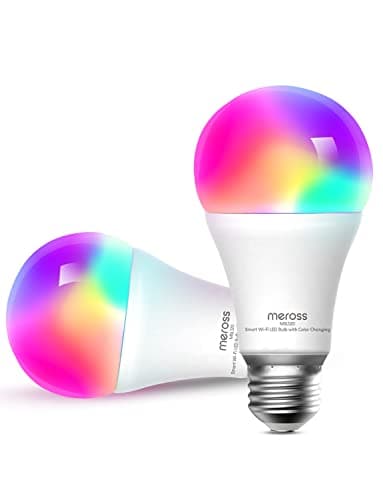 meross Smart Light Bulb, Smart WiFi LED Bulbs Works with Alexa, Google Home, Dimmable E26 Multicolor 2700K-6500K RGBWW, 810 Lumens 60W Equivalent, No Hub Required, 2 Pack
