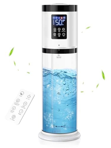 8L Humidifiers for Bedroom, 30dB Quiet, 500ft² Coverage, 60H Runtime, Top Fill, 3-in-1 Humidifier Large Room & Essential Oil Diffuser & Ambient Light, Sleep Mode, 16H Timer, Auto Shutoff Protection