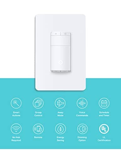 Kasa Smart Motion Sensor Switch, Dimmer Light Switch, Single Pole, Needs Neutral Wire, 2.4GHz Wi-Fi, Compatible with Alexa & Google Assistant, UL Certified, No Hub Required(ES20M) White 1-Pack 2