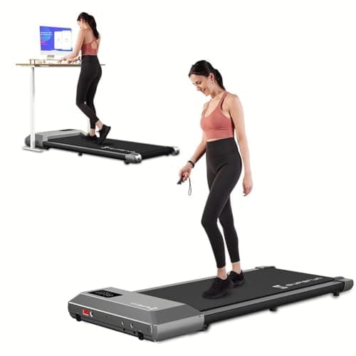 Superun Walking Pad, 2 in 1 Under Desk Treadmill, Walking Pad Treadmill Under Desk with 300lbs Capacity, Treadmills for Home & Office, Free Installation with Remote Control, Grey (AA-01)