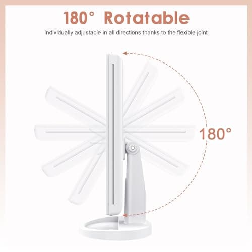WEILY Makeup Vanity Mirror with 21 LED Lights and Touch Screen, Tri-Fold 1x 2X 3X Magnification,180° Adjustable Rotationand USB Powered,Countertop Cosmetic Makeup Mirror (White) 5