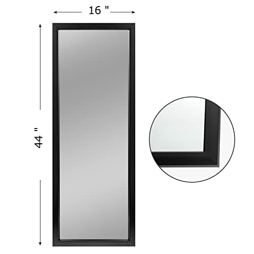 MIRUO Full Length Mirror, 44" x 16" Wall-Mounted Mirror, Mirror for Wall, Polystyrene Frame Dressing Mirror, Hanging or Leaning Against Wall for Bedroom, Living Room, Entryway, Black (No Stand) 5
