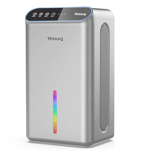 Dehumidifiers for Home (85 OZ Water Tank, 800 sq.ft) Quiet Small Dehumidifier for Basement Bedroom Bathroom with Drain Hose, 3 Gear Timer, Sleep Mode, Auto Shut Off, 7 Color Ambient Light