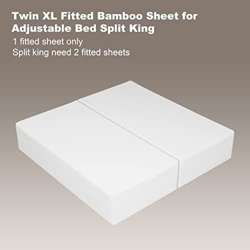 Bamboo Viscose Fitted Sheet Twin XL Size Only, 400 Thread Count, 8-16" Deep Pocket, Cooling Breathable Silky Smooth Soft Bottom Sheet for Hot Sleeper (White, Twin XL) 9