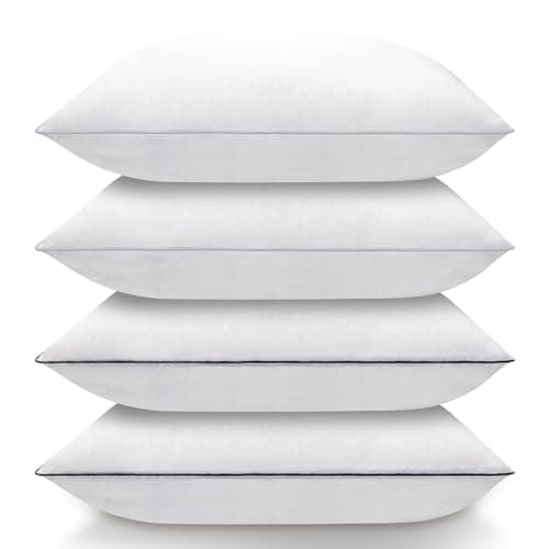 Nctoberows Bed Pillows for Sleeping Queen Size Set of 4, Luxury Hotel Quality Cooling Pillows, Super Soft Down Alternative Fill for Side Back and Stomach Sleepers
