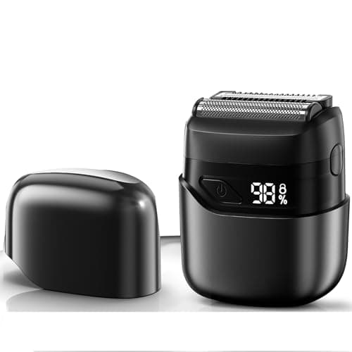 Foil Shavers for Men, Mini Razor, Compact Face Shaver, IPX7 Waterproof Wet Dry, Black