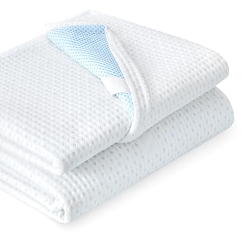 Subrtex 3 Inch Mattress Topper Cover (Only Cover) Mattress Topper Protector Bedding Rayon Made from Bamboo Removable Mattress Encasement with Zippers, Queen