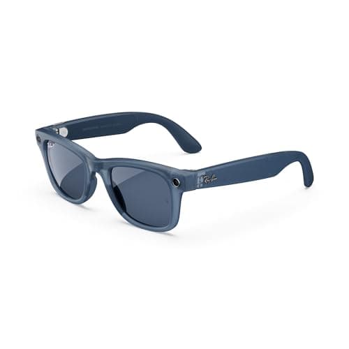 Ray-Ban Meta (Gen 1), Wayfarer, Matte Jeans Transparent | Smart AI Glasses for Men, Women — 12 MP Camera, Open-Ear Speakers, Video, Bluetooth — Polarized Dusty Blue Lenses — Wearable Technology