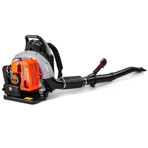 HTK 63CC Gas Backpack Leaf Blower - 2-Stroke Engine, High-Velocity 665CFM, Ergonomic & Low-Vibration, Cruise Control, Ideal for Year-Round Yard Maintenance (63CC Backpack Blower)