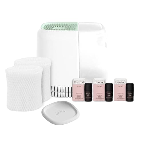 Canopy Bedside Humidifier Ultimate Hydration Bundle - Green - 36 HR Run Time, 2.5L Capacity - Alleviate Symptoms of Allergies, Flu, Cold, Dry Skin - Humidifier, 2 Filters, Aroma Kit, Accessory Tray