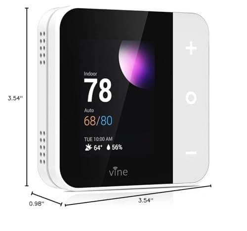Vine Thermostat for Home with Touchscreen Color Display, WiFi Smart Thermostat Compatible with Alexa and Google Assistant, 7day/8period Programmable, Energy Saving, C-Wire Required, Screen Size 2.8" 10