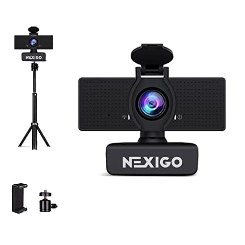 NexiGo 1080P Business Webcam Kits, N60 HD Web Camera with Microphone and Privacy Cover, Software Control, Lightweight Mini Tripod, Extendable Stand, for Zoom/Skype/Teams