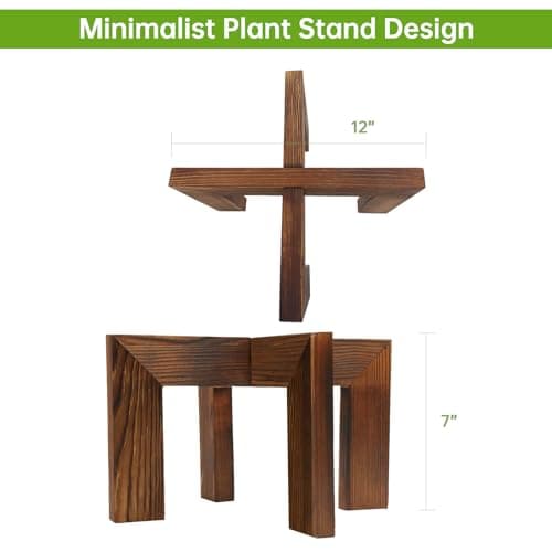 hismocal 2 Pack Wood Plant Stand Indoor Holders for Plants, Sturdy Flower Pot Stands Plants Shelf, Wooden Stool for Patio Plant Stand, Fit 5-18 Inch Variety Flower Pots, Easily Assemble 6