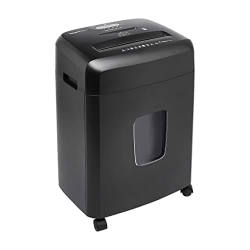 Amazon Basics 15-Sheet Cross Cut Paper Shredder for Home and Office, CD/Credit Card Shredder with 6 Gallon Wastebasket, Black