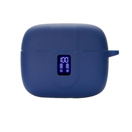 smaate Earbuds Case Compatible with TAGRY X08 Wireless Headphone, Silicon Protective Cover with Keychain, with Window for LED Display, Blue