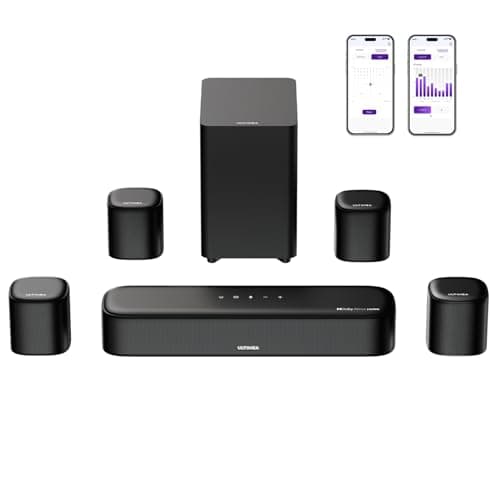 ULTIMEA 7.1ch Sound Bar with Dolby Atmos, Surround Sound System for TV with 4 Surround Speakers, Sound Bar for Smart TV with App Control, Soundbar with Subwoofer for Home Theater, HDMI eARC, Aura A60