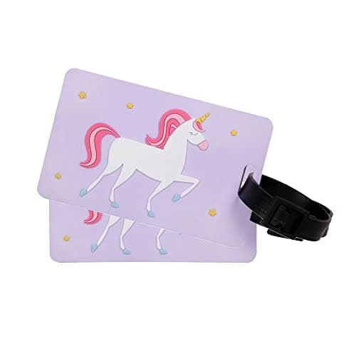 Wildkin Kids Luggage Tags – Set of 2, Durable Bag Tags w/Info Card for Suitcases & Backpacks - Unicorn