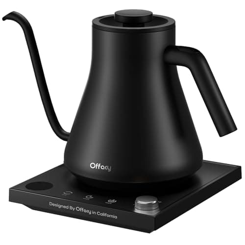 Electric Kettle Gooseneck Offacy, Exact Temp Control & Hold Mode, Fast Pour-Over Coffee & Tea, Premium 304 Stainless Steel, Matte Black Finish