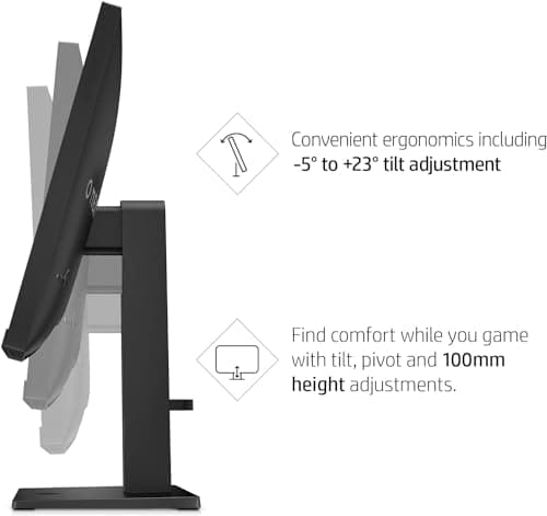 HP OMEN 24 Inch Monitor Gaming 1080p FHD 165Hz 1ms AMD FreeSync Premium Height Adjustable Anti-Glare Pivot Rotation Eyesafe Certified for PC Desktop Laptop Computer PS4 PS5 Xbox Gamer, Black (Renewed) 6