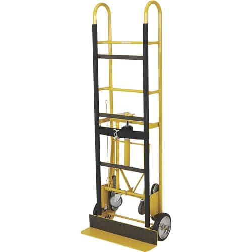 Strongway Industrial Hand Truck – 1200 lb Capacity Heavy-Duty Appliance Dolly, Convertible 2/4-Wheel Design, 8" Rubberized Wheels, Auto-Rewind Ratchet Belt & Stair-Climbing Capability 8