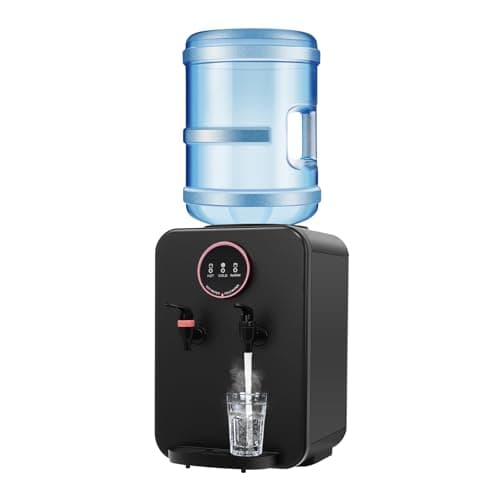 Lumicasaler Water Dispenser, Top Loading Countertop Water Cooler Dispenser with Hot/Cold/Warm 3-Temp Settings, Holds 1.2 to 5 Gallon Bottles for Home Office Dorm Use (Black)
