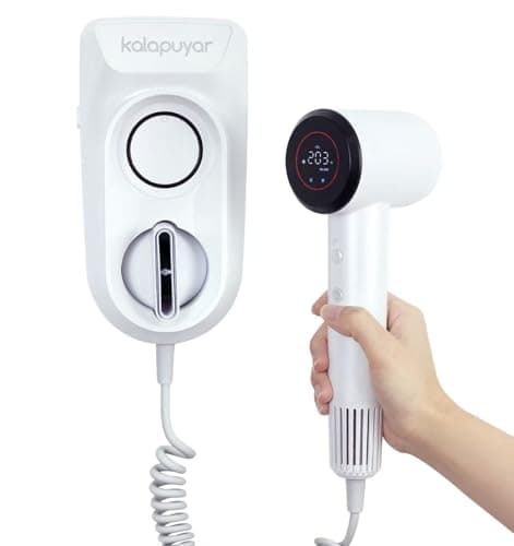 Kalapuyar 2026 Wall-Mount Hair Dryer 4 Heat 2 Speed Settings High-Speed 1600W Bathroom Blow Dryer with LED Nightlight White