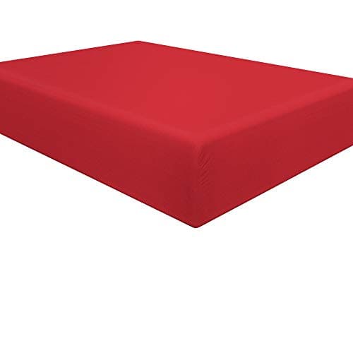 NTBAY Twin Fitted Sheet Only - Brushed Microfiber Deep Pocket Fitted Sheet - Soft, Wrinkle-Free, Fade-Resistant, Stain-Resistant, Hotel Quality Fitted Bed Sheet, Red