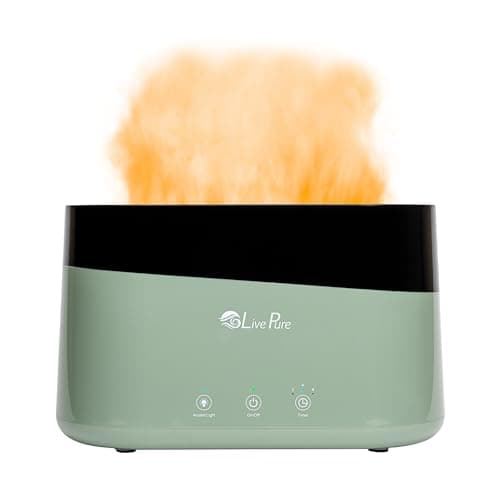 LivePure LP300HUM Aqua Flame Cool Mist Humidifier – Small Ultrasonic Plant Humidifier Indoor with Essential Oil Diffuser – Dorm Essentials, Apartment, Desks & Home Office Black - 0.20 Gal/ .75L 8