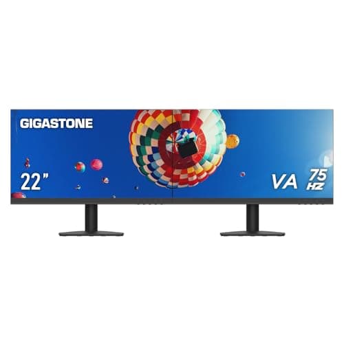 Gigastone 22 inch VA LED Back Light Monitor 2-Pack 75Hz FHD 1920 x 1080, 1080P 178° Wide View Frameless, Dual Monitor, 4ms, Eye Care Technology, Ergonomic Tilt VESA Mount, HDMI VGA