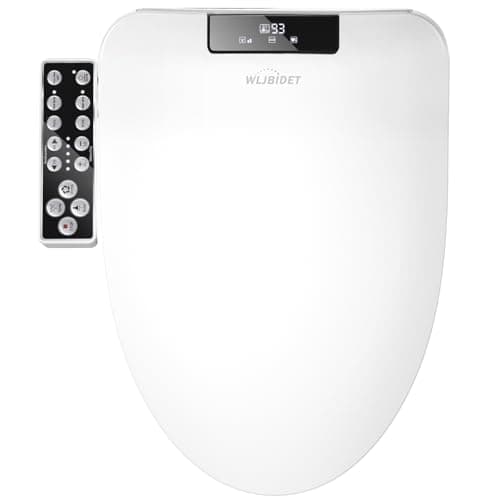 WLJBIDET Bidet Toilet Seat, Electric Bidet with Heated Toilet Seat, Instant Warm Water & Air Drying, Temperature Adjustable, Side Panel Control, Display Screen, Night Light, Elongated