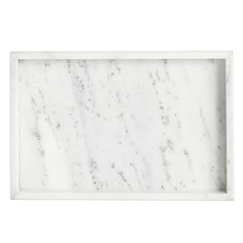 Juvale Large Marble Vanity Tray - Jewelry & Cosmetic Organizer with Drawer Organizer - Bathroom Display with Soap Tray - Home Accent Piece with Marble Decor - 11.7 x 7.7 x 1.1 in White 9