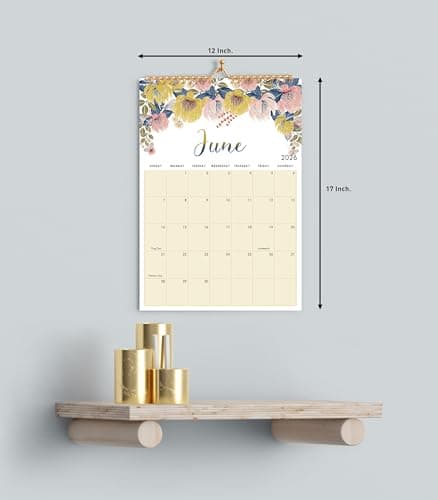 mudrit 2026 Wall Calendar,12 months large floral Calendar runs from Jan 2026 - Dec 2026, Spiral Bound for Office, Home, Business, School Appointment Planning: Size 12" X 17" 5