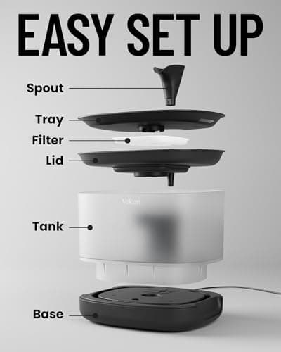 Veken Cat Water Fountain, 84oz/2.5L Automatic Pet Water Fountain Dog Water Dispenser with a Detachable Water Tank, Easy Cleaning for Cats, Dogs (Black) 8