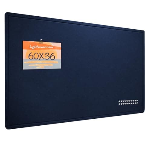 Large Bulletin Board - 60 x 36 Inches, Decorative Felt Pin Board for Wall - 5' x 3' Foldable Photo Display Board with Self-Adhesive Tape, Includes 20 Push Pins - Dark Blue
