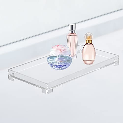 DELIPPLY Vanity Bathroom Tray, Acrylic Rectangle Decorative Catchall Organizer Storage Tray (Large-Clear) 6