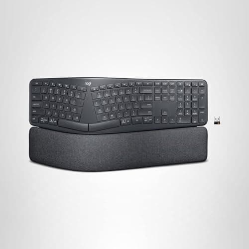 Logitech Ergo K860 Wireless Ergonomic Keyboard - Split Keyboard, Wrist Rest, Natural Typing, Stain-Resistant Fabric, Bluetooth and USB Connectivity, Compatible with Windows/Mac, Black 14