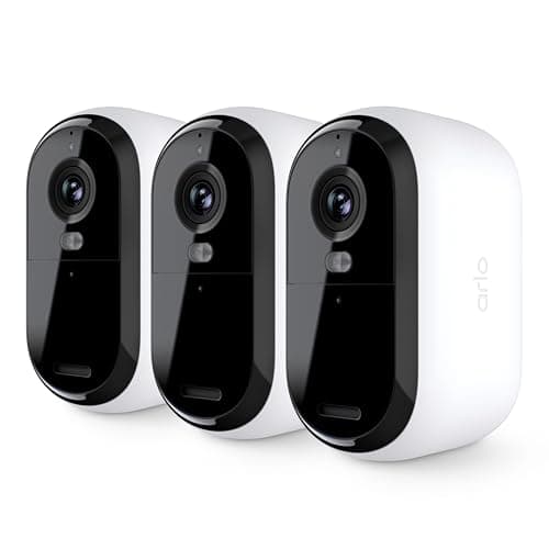 Arlo Essential Security Camera 1080p HD | Outdoor - Indoor | 2nd Gen | Wireless with Spotlight, 2-Way Audio, Color Night Vision, Live Stream, Real Time Notifications, Wide Angle - White, 3 Cameras