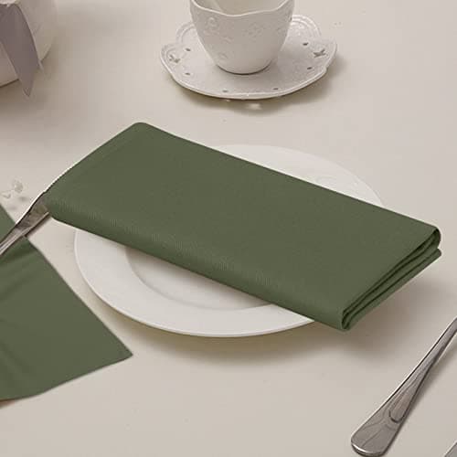 Ruvanti Cloth Napkins set of 12, 18x18 Inches Napkins Cloth Washable, Soft, Durable, Absorbent, Cotton Blend. Table Dinner Napkins Cloth for Hotel, Lunch, Restaurant, Weddings, Parties - Martini Olive 8