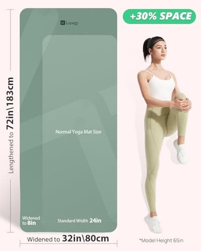 KEEP Non-Slip Large Yoga Mat,Extra Long and Wide Exercise & Fitness Mat( 72"Lx32"Wx7mm Thick) with Free Carrying Strap,Professional TPE Workout Mat for All Types of Yoga, 7mm, Pale Green 6